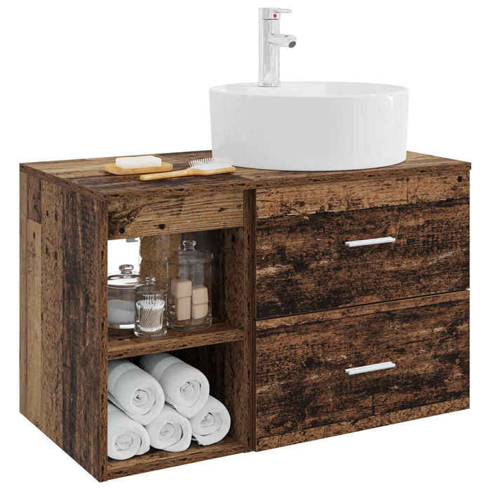 Set de mobilier pentru baie 2 pcs Lemn vechi Lemn prelucrat WALTI