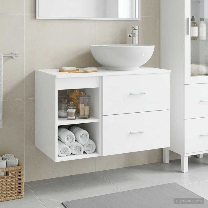 Set de mobilier pentru baie 2 pcs Alb Lemn prelucrat WALTI