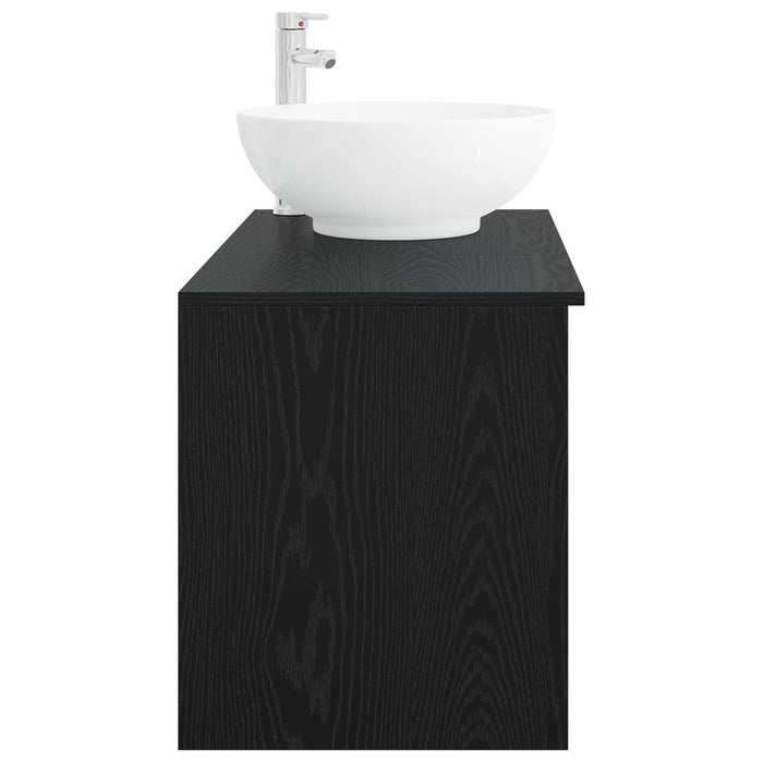 Set de mobilier pentru baie 2 pcs Stejar Negru Lemn prelucrat WALTI