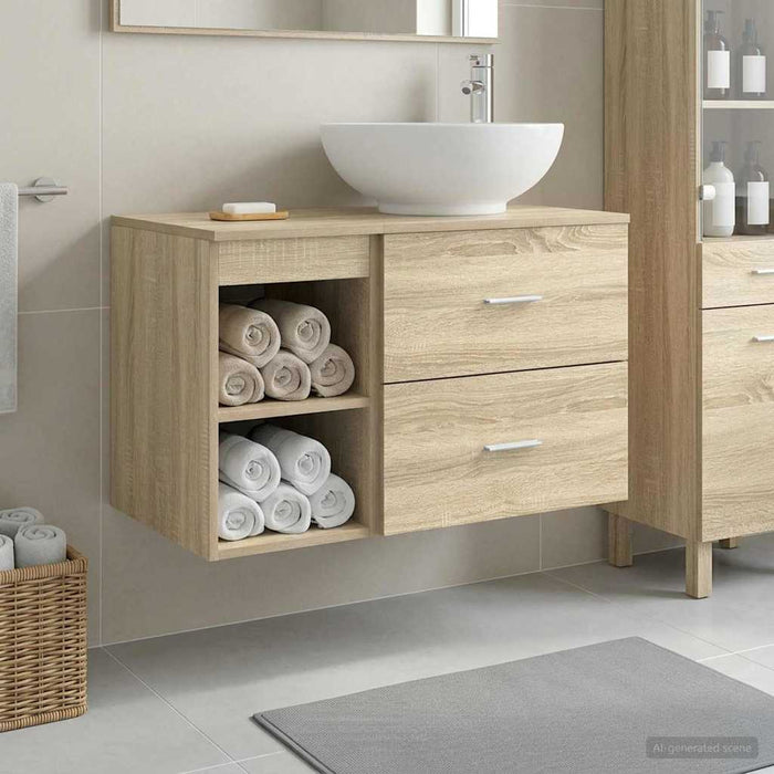 Set de mobilier pentru baie 2 pcs Stejar Sonoma Lemn prelucrat WALTI
