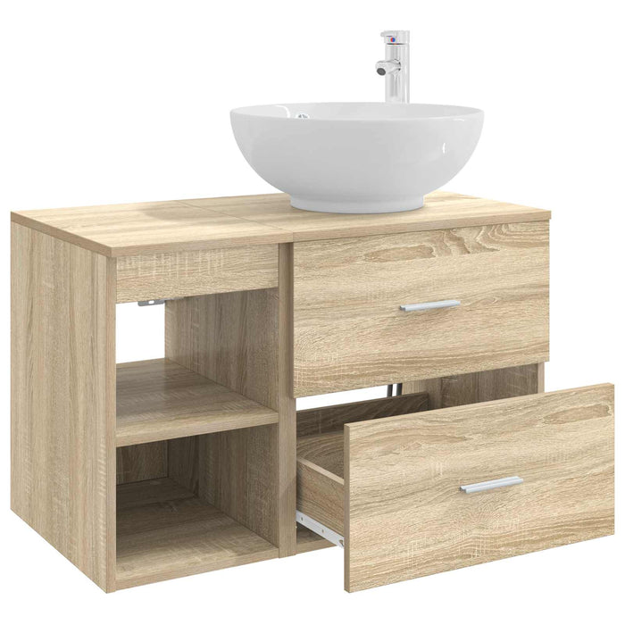 Set de mobilier pentru baie 2 pcs Stejar Sonoma Lemn prelucrat WALTI