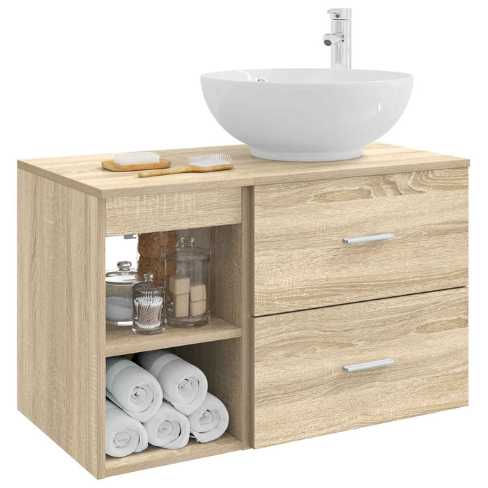 Set de mobilier pentru baie 2 pcs Stejar Sonoma Lemn prelucrat WALTI