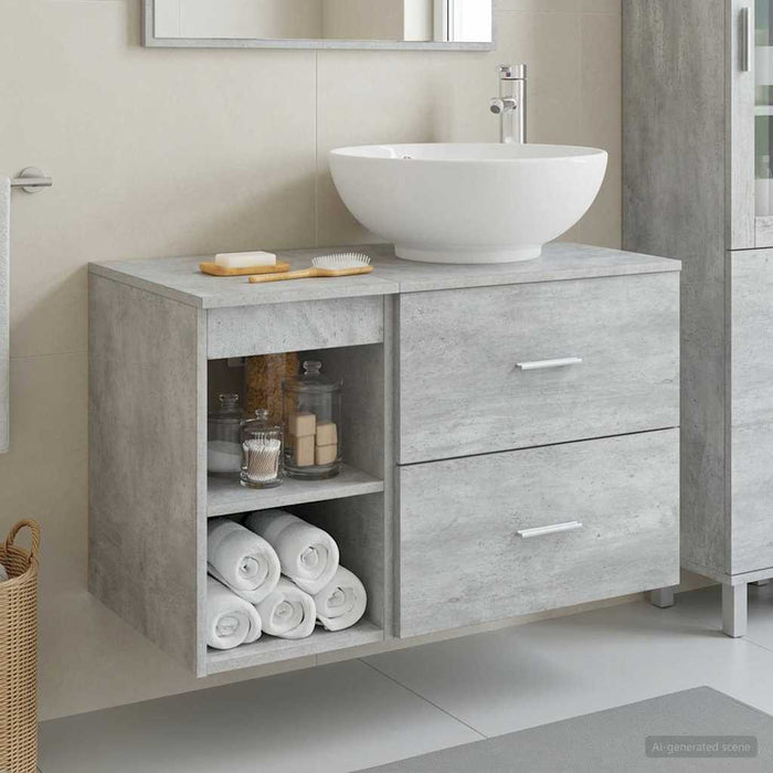 Set de mobilier pentru baie 2 pcs Gri Beton Lemn prelucrat WALTI