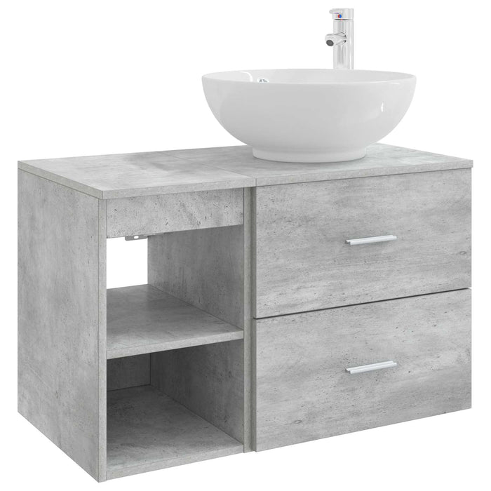 Set de mobilier pentru baie 2 pcs Gri Beton Lemn prelucrat WALTI