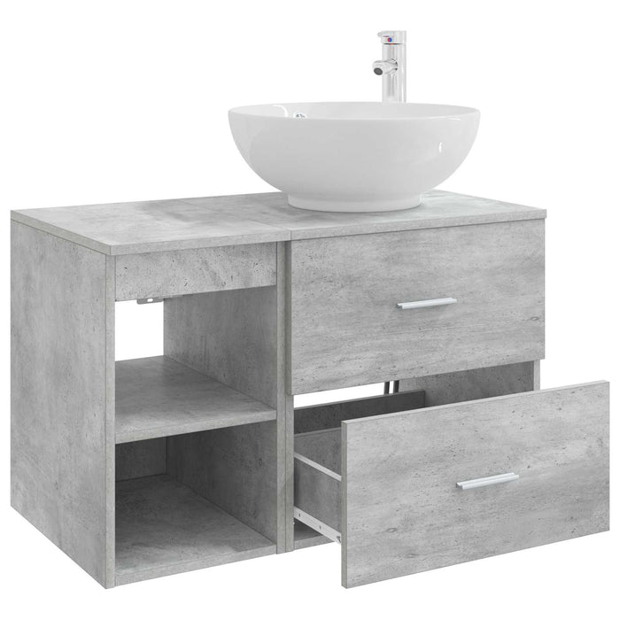 Set de mobilier pentru baie 2 pcs Gri Beton Lemn prelucrat WALTI