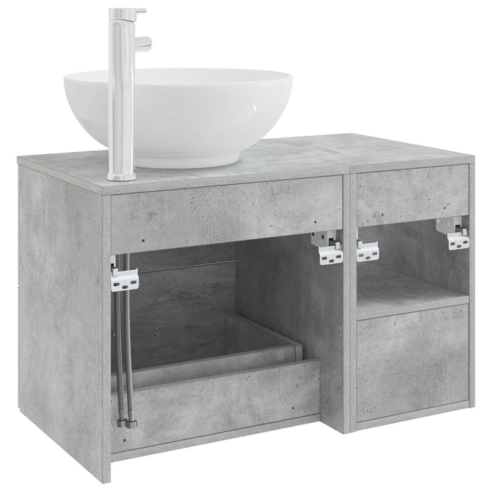 Set de mobilier pentru baie 2 pcs Gri Beton Lemn prelucrat WALTI