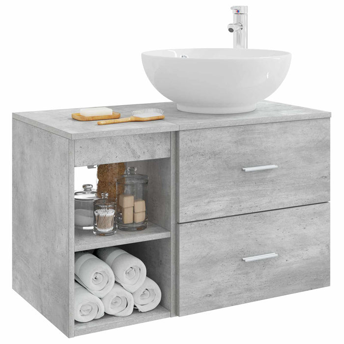 Set de mobilier pentru baie 2 pcs Gri Beton Lemn prelucrat WALTI