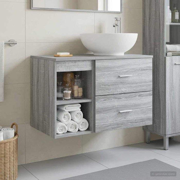 Set de mobilier pentru baie 2 pcs Sonoma gri Lemn prelucrat WALTI