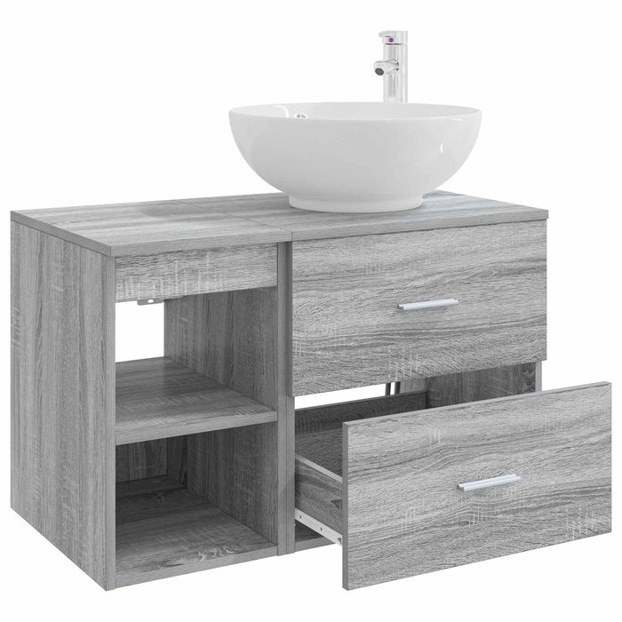 Set de mobilier pentru baie 2 pcs Sonoma gri Lemn prelucrat WALTI