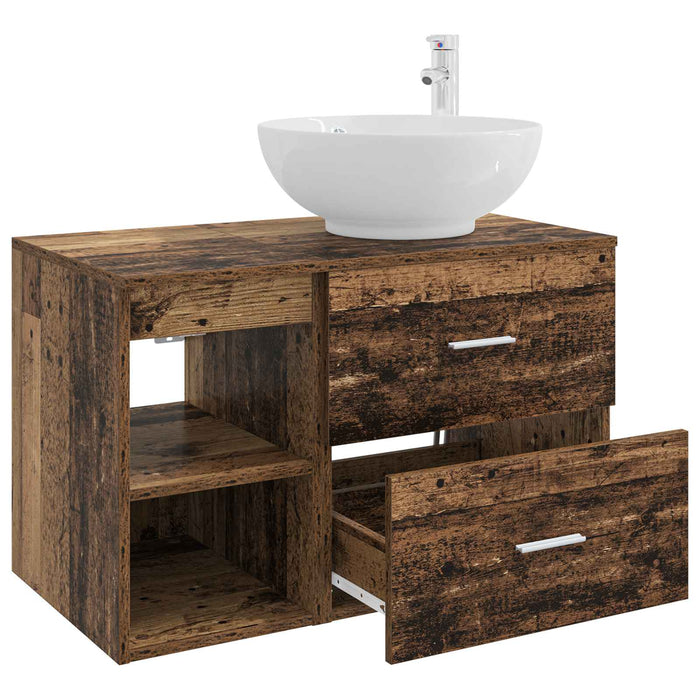 Set de mobilier pentru baie 2 pcs Lemn vechi Lemn prelucrat WALTI