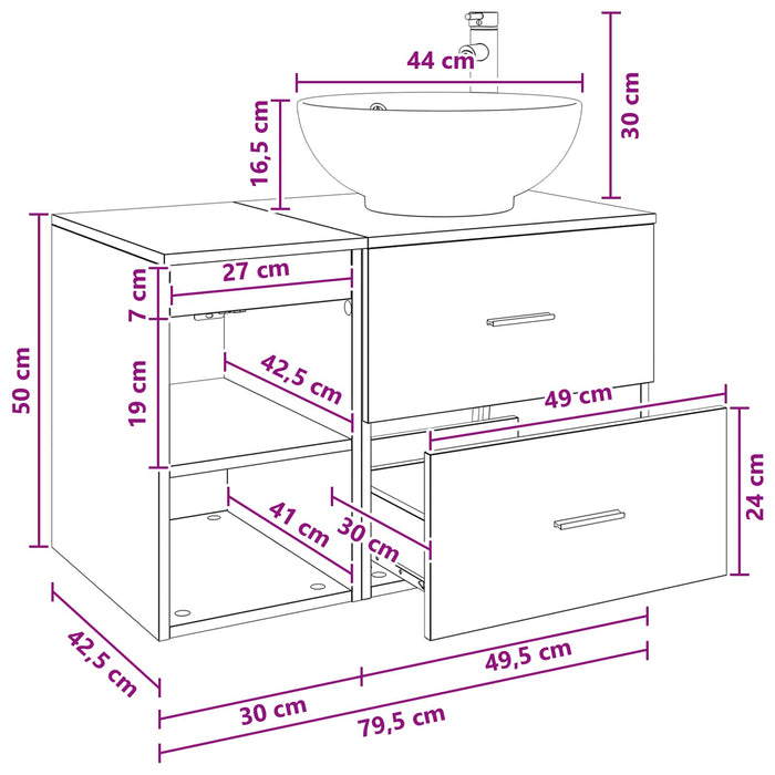 Set de mobilier pentru baie 2 pcs Lemn vechi Lemn prelucrat WALTI