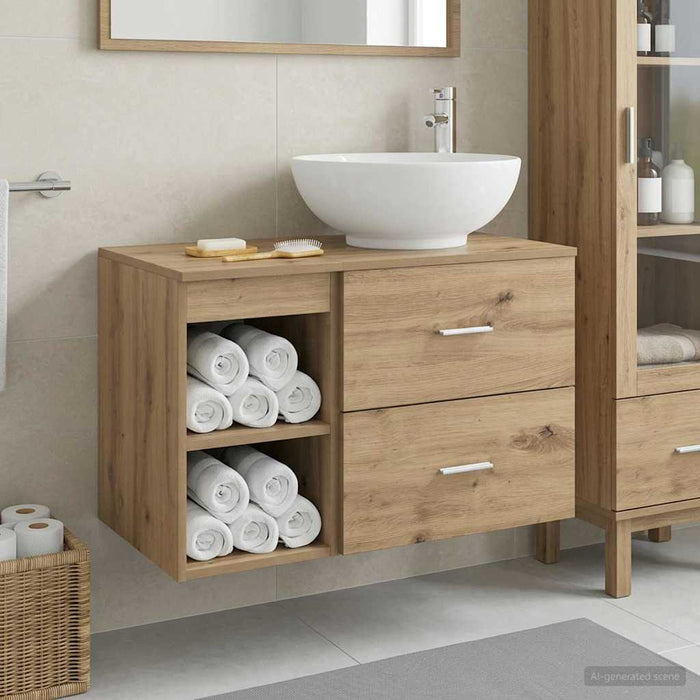 Set de mobilier pentru baie 2 pcs Stejar Artizanal WALTI