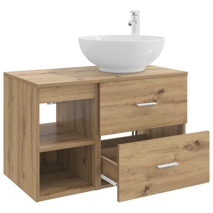 Set de mobilier pentru baie 2 pcs Stejar Artizanal WALTI