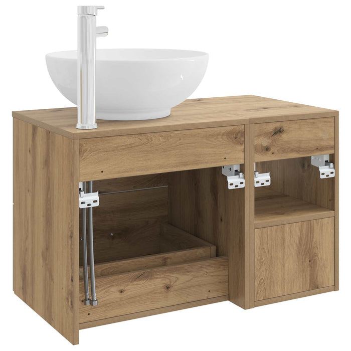 Set de mobilier pentru baie 2 pcs Stejar Artizanal WALTI