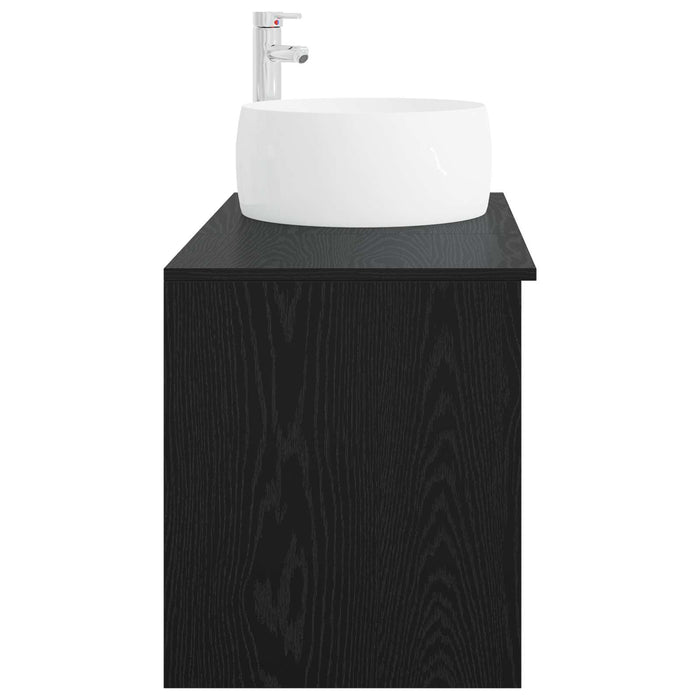 Set de mobilier pentru baie 2 pcs Stejar Negru Lemn prelucrat WALTI