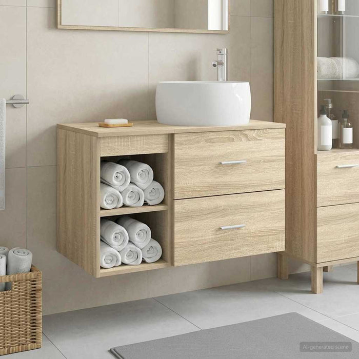 Set de mobilier pentru baie 2 pcs Stejar Sonoma Lemn prelucrat WALTI
