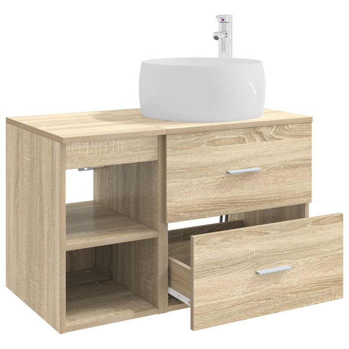 Set de mobilier pentru baie 2 pcs Stejar Sonoma Lemn prelucrat WALTI