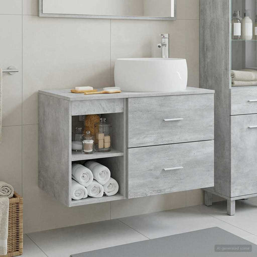 Set de mobilier pentru baie 2 pcs Gri Beton Lemn prelucrat - WALTI WALTI