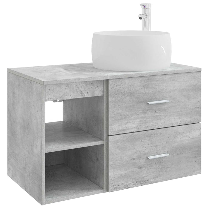Set de mobilier pentru baie 2 pcs Gri Beton Lemn prelucrat WALTI