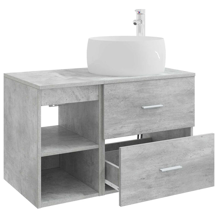 Set de mobilier pentru baie 2 pcs Gri Beton Lemn prelucrat WALTI