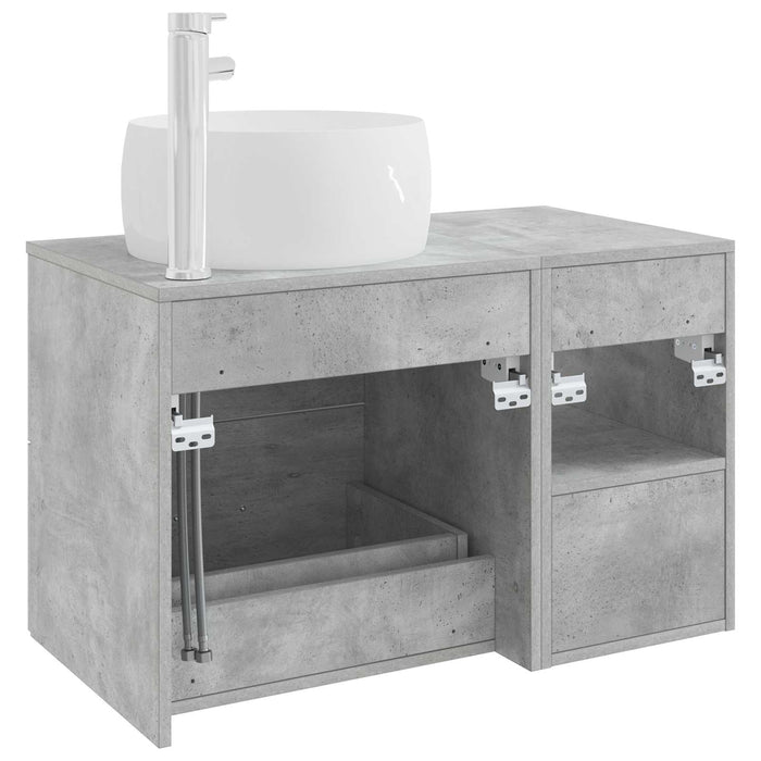 Set de mobilier pentru baie 2 pcs Gri Beton Lemn prelucrat WALTI