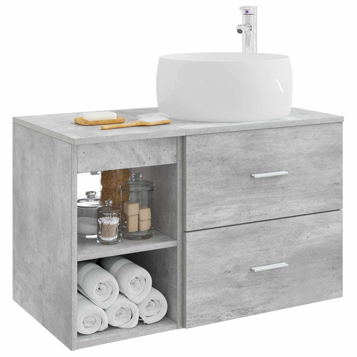 Set de mobilier pentru baie 2 pcs Gri Beton Lemn prelucrat WALTI