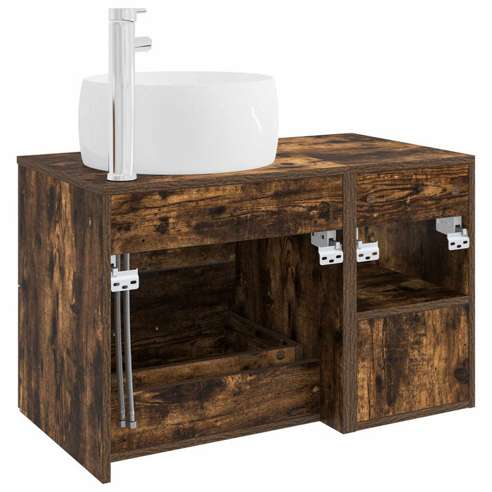 Set de mobilier pentru baie 2 pcs Stejar fumuriu Lemn prelucrat WALTI
