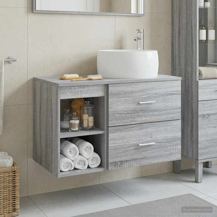 Set de mobilier pentru baie 2 pcs Sonoma gri Lemn prelucrat WALTI