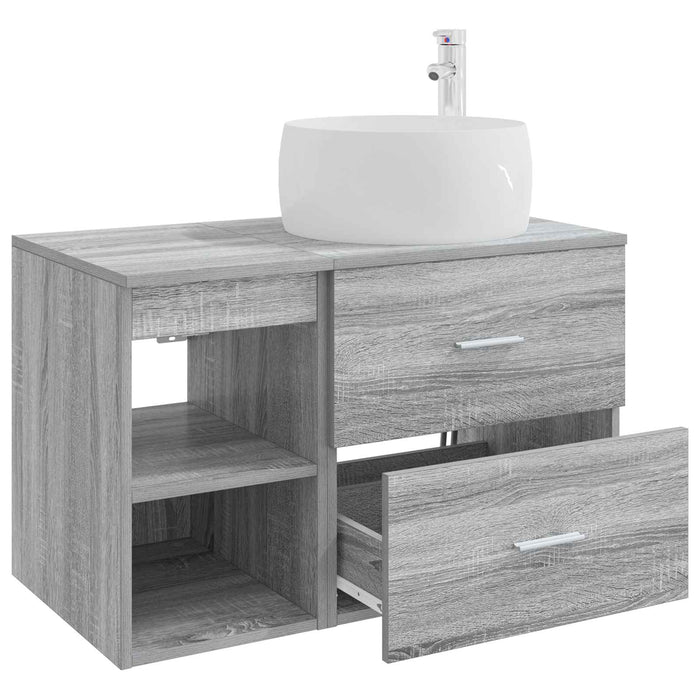 Set de mobilier pentru baie 2 pcs Sonoma gri Lemn prelucrat WALTI