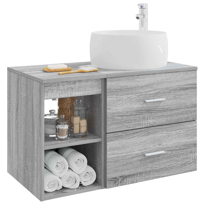 Set de mobilier pentru baie 2 pcs Sonoma gri Lemn prelucrat WALTI