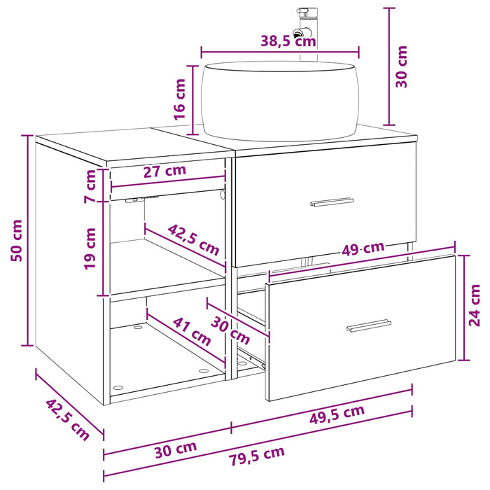 Set de mobilier pentru baie 2 pcs Sonoma gri Lemn prelucrat WALTI