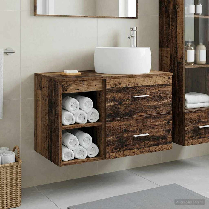 Set de mobilier pentru baie 2 pcs Lemn vechi Lemn prelucrat WALTI