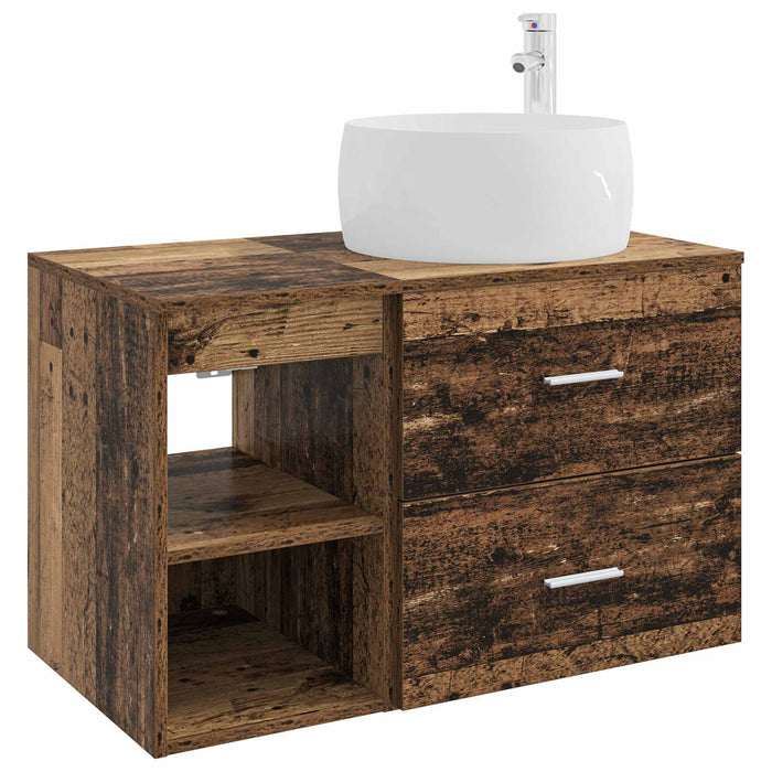 Set de mobilier pentru baie 2 pcs Lemn vechi Lemn prelucrat WALTI