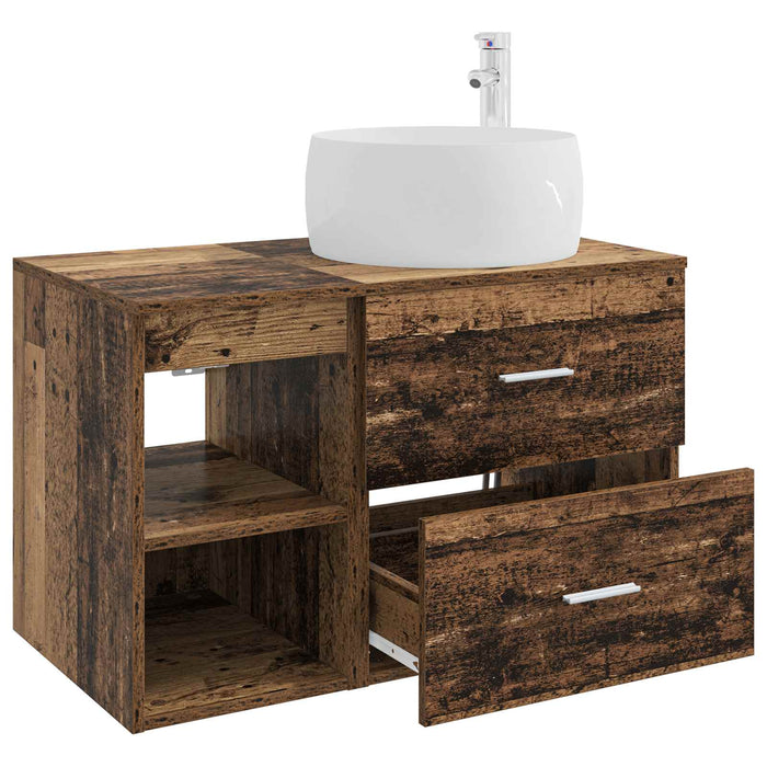Set de mobilier pentru baie 2 pcs Lemn vechi Lemn prelucrat WALTI