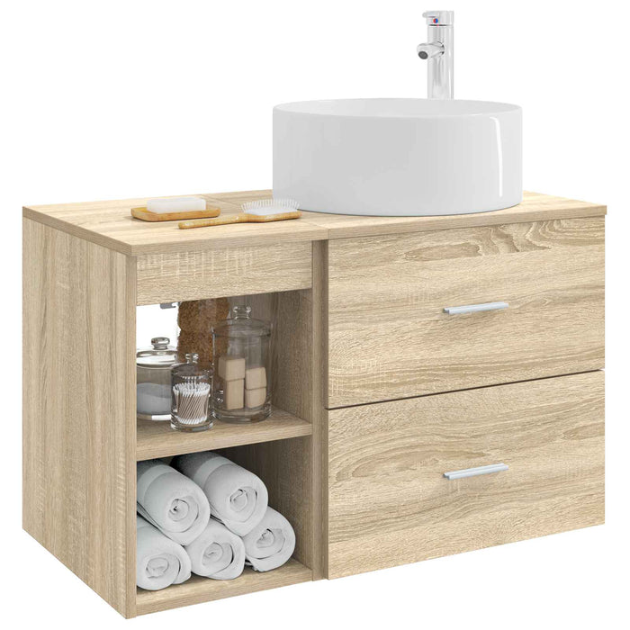 Set de mobilier pentru baie 2 pcs Stejar Sonoma Lemn prelucrat WALTI