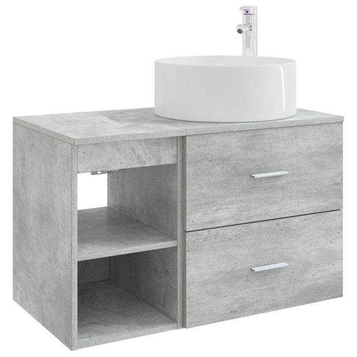 Set de mobilier pentru baie 2 pcs Gri Beton Lemn prelucrat WALTI