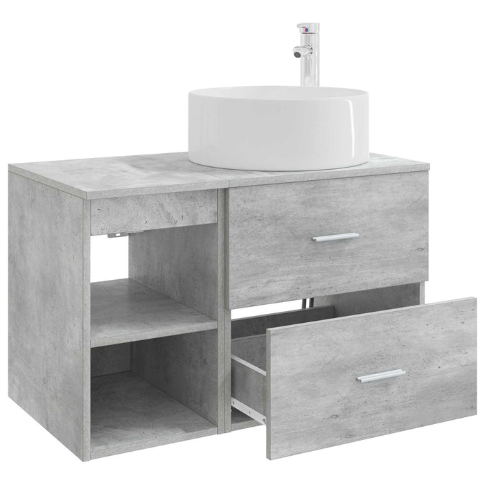 Set de mobilier pentru baie 2 pcs Gri Beton Lemn prelucrat WALTI