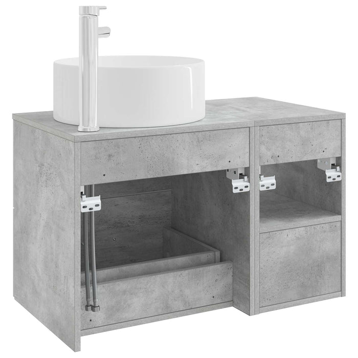Set de mobilier pentru baie 2 pcs Gri Beton Lemn prelucrat WALTI