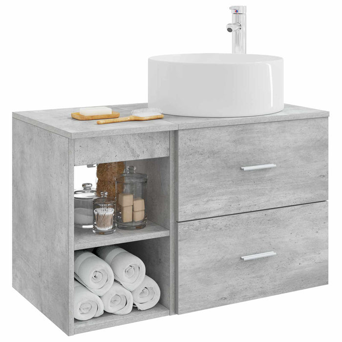 Set de mobilier pentru baie 2 pcs Gri Beton Lemn prelucrat WALTI