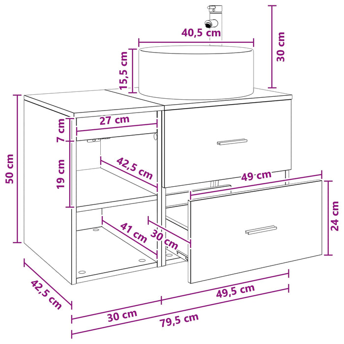 Set de mobilier pentru baie 2 pcs Gri Beton Lemn prelucrat WALTI