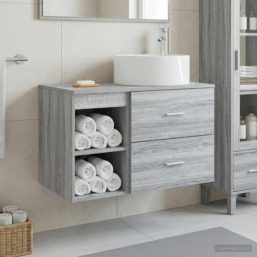 Set de mobilier pentru baie 2 pcs Sonoma gri Lemn prelucrat - WALTI WALTI