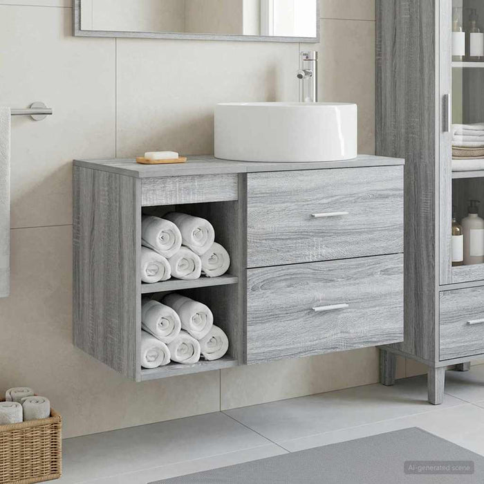 Set de mobilier pentru baie 2 pcs Sonoma gri Lemn prelucrat WALTI