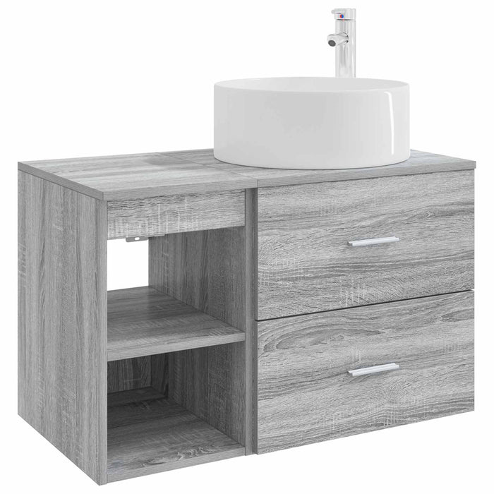 Set de mobilier pentru baie 2 pcs Sonoma gri Lemn prelucrat WALTI
