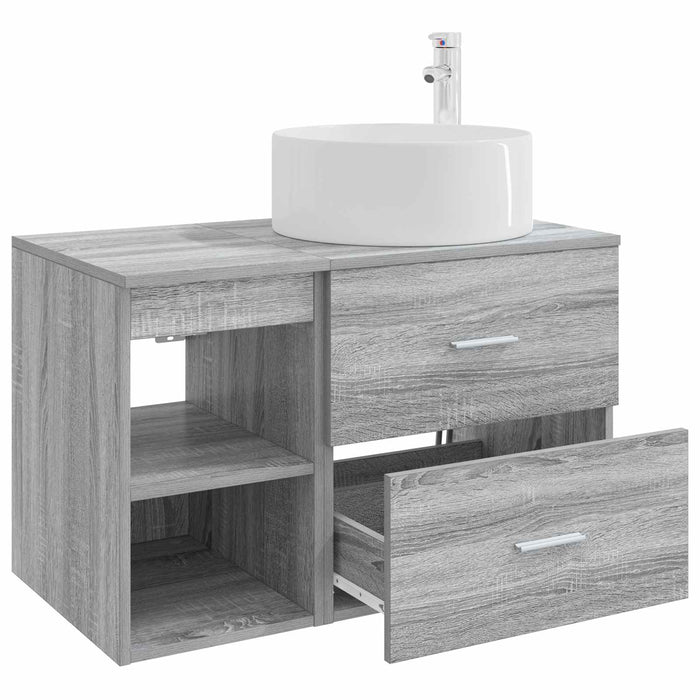 Set de mobilier pentru baie 2 pcs Sonoma gri Lemn prelucrat WALTI