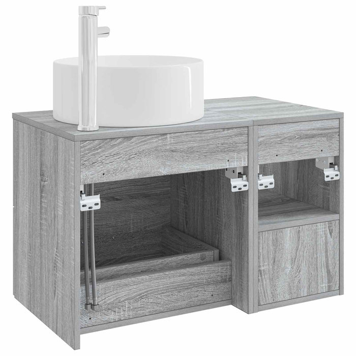 Set de mobilier pentru baie 2 pcs Sonoma gri Lemn prelucrat WALTI