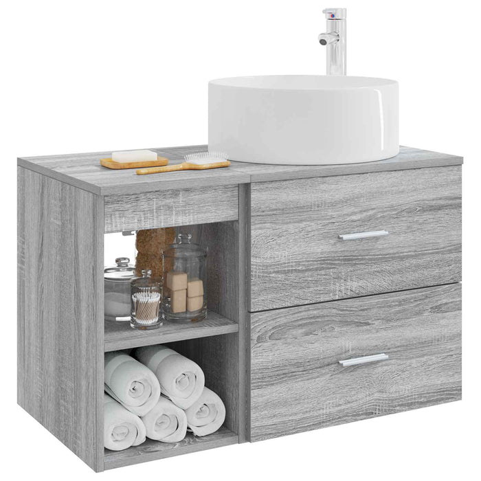 Set de mobilier pentru baie 2 pcs Sonoma gri Lemn prelucrat WALTI