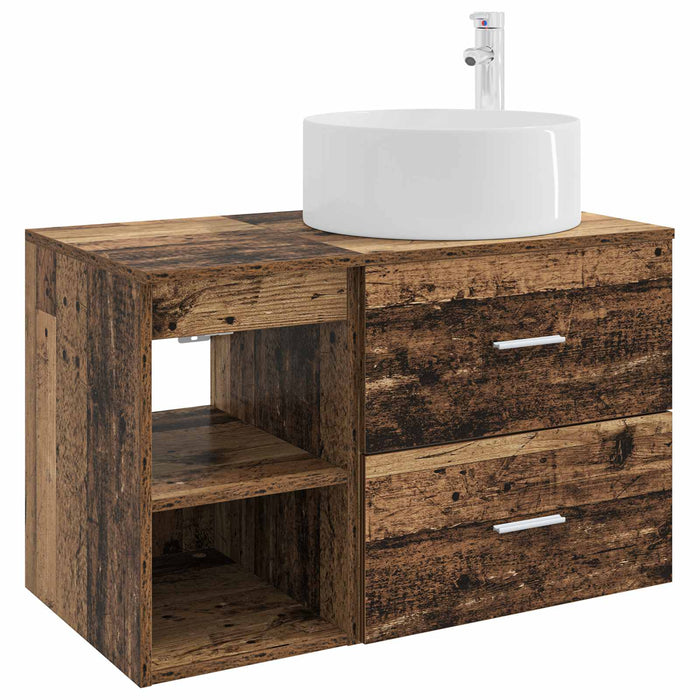 Set de mobilier pentru baie 2 pcs Lemn vechi Lemn prelucrat WALTI