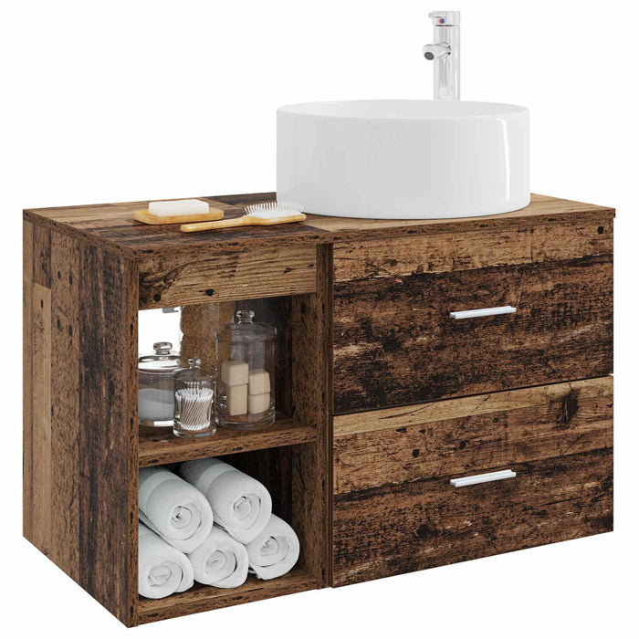 Set de mobilier pentru baie 2 pcs Lemn vechi Lemn prelucrat WALTI