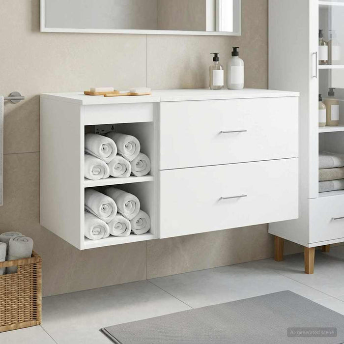 Set de mobilier pentru baie 2 pcs Alb Lemn prelucrat WALTI