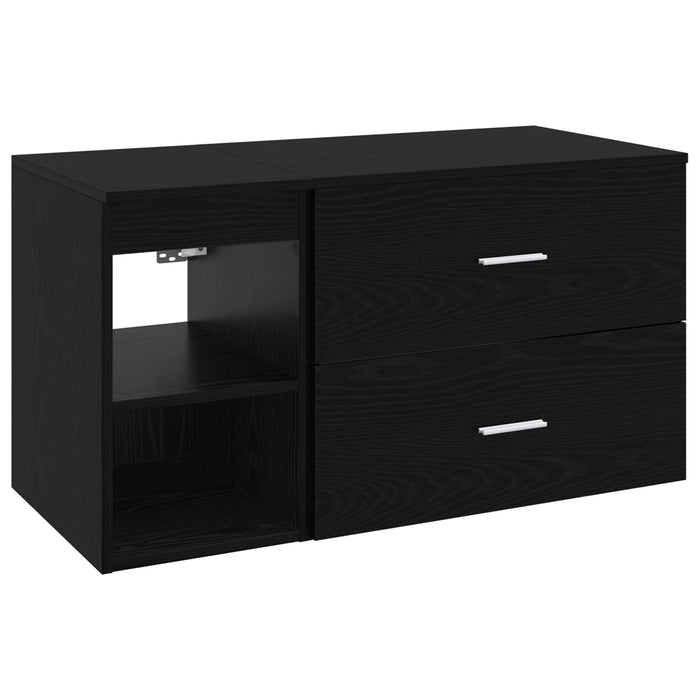 Set de mobilier pentru baie 2 pcs Stejar Negru Lemn prelucrat WALTI